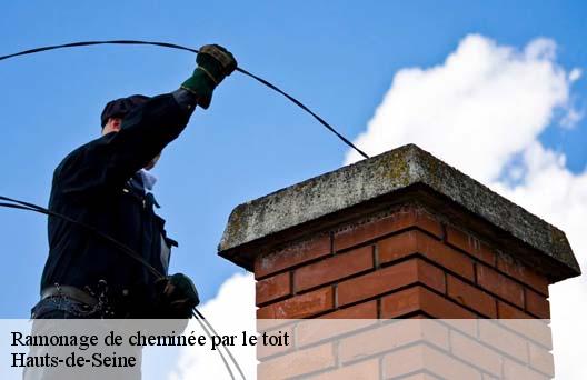 Ramonage de cheminée par le toit Hauts-de-Seine